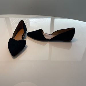 J. Crew suede black flats size 8. Worn once.